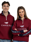 premium quality burgundy and navy unisex cotton quarter zip jumper fleece for men and women