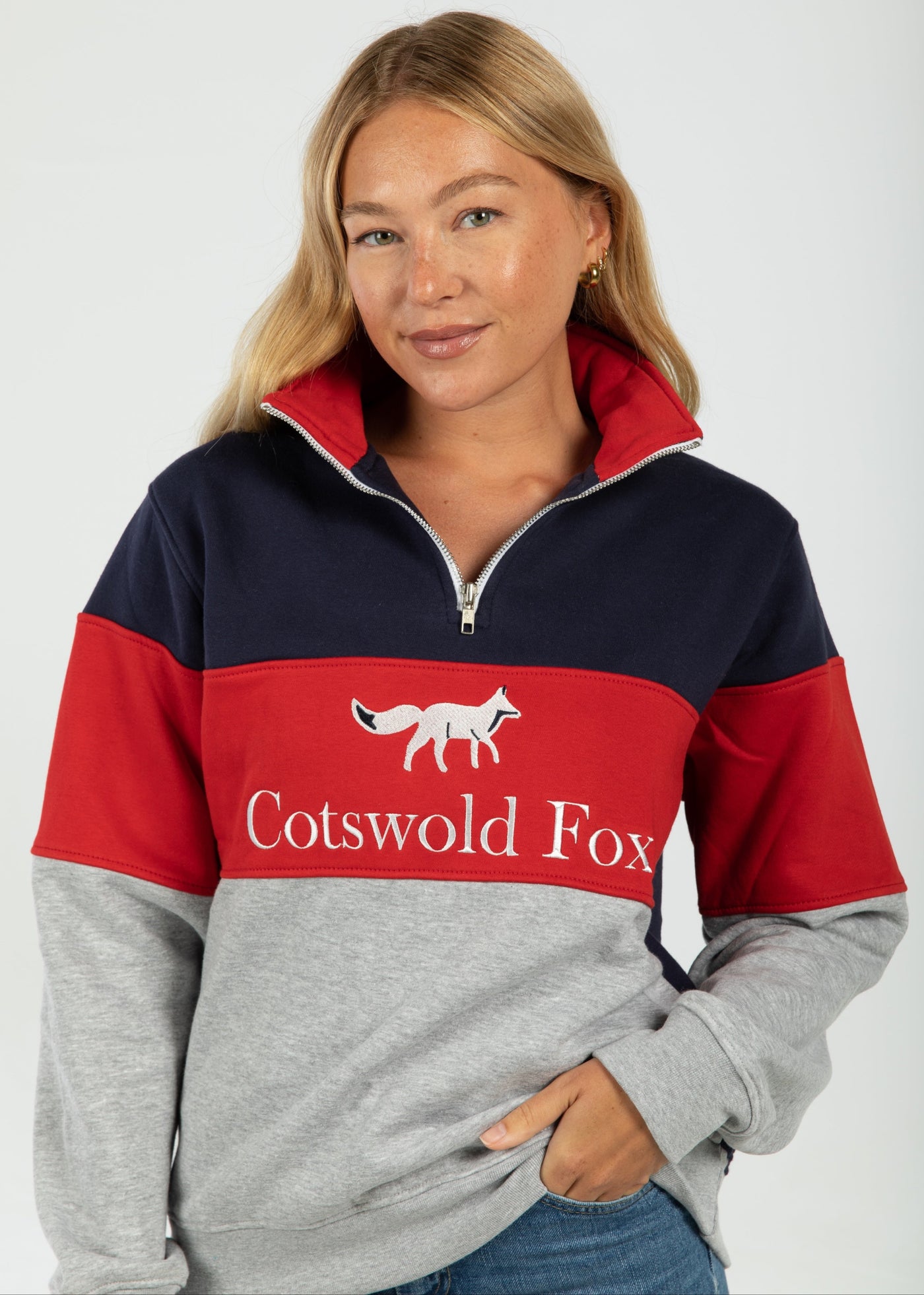 LIMITED EDITION  Unisex Quarter Zip | Grey, Red, Navy
