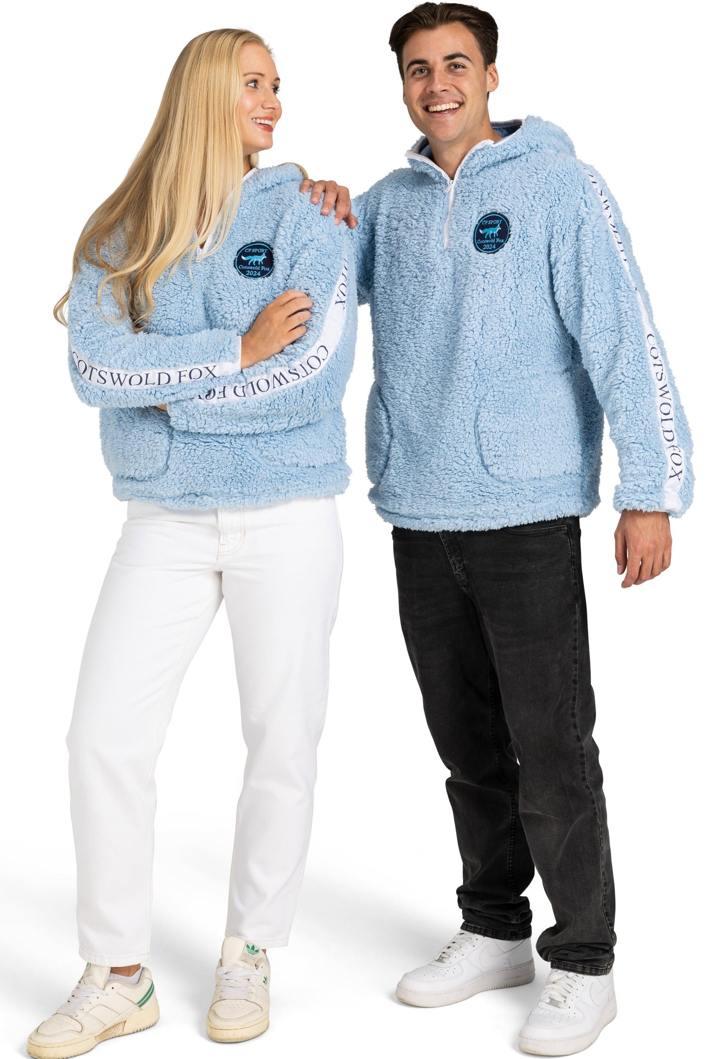 blue unisex cosy and warm polar fleece hoodie for men and women