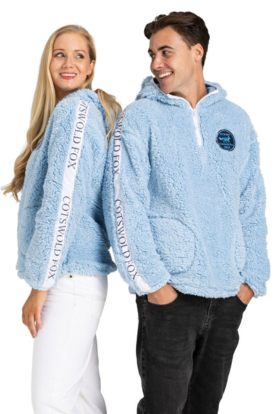 blue unisex cosy and warm polar fleece hoodie for men and women