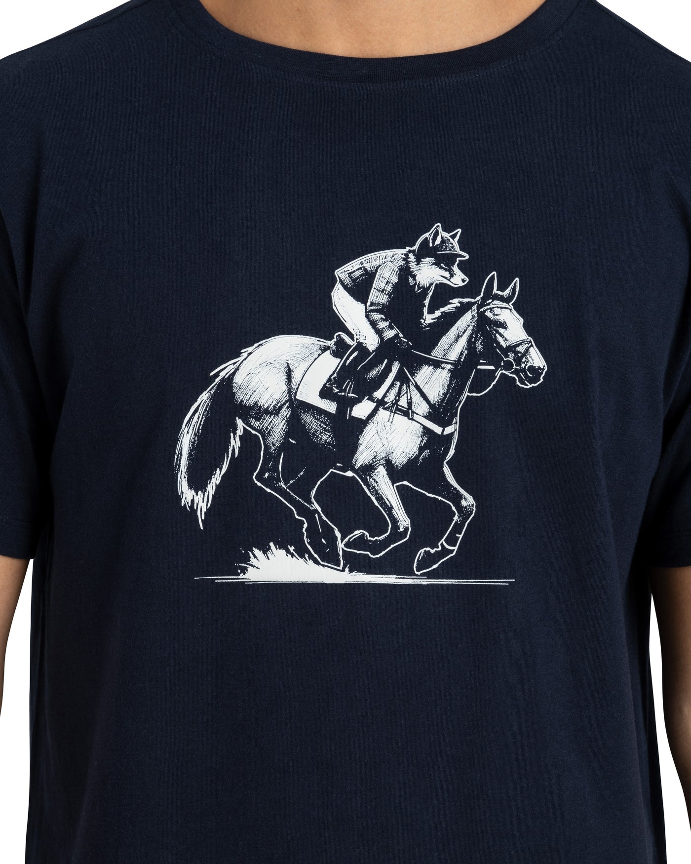 Sample: Navy Horse Tee. Medium