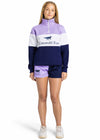 lilac and navy women's harlequin rugby shorts