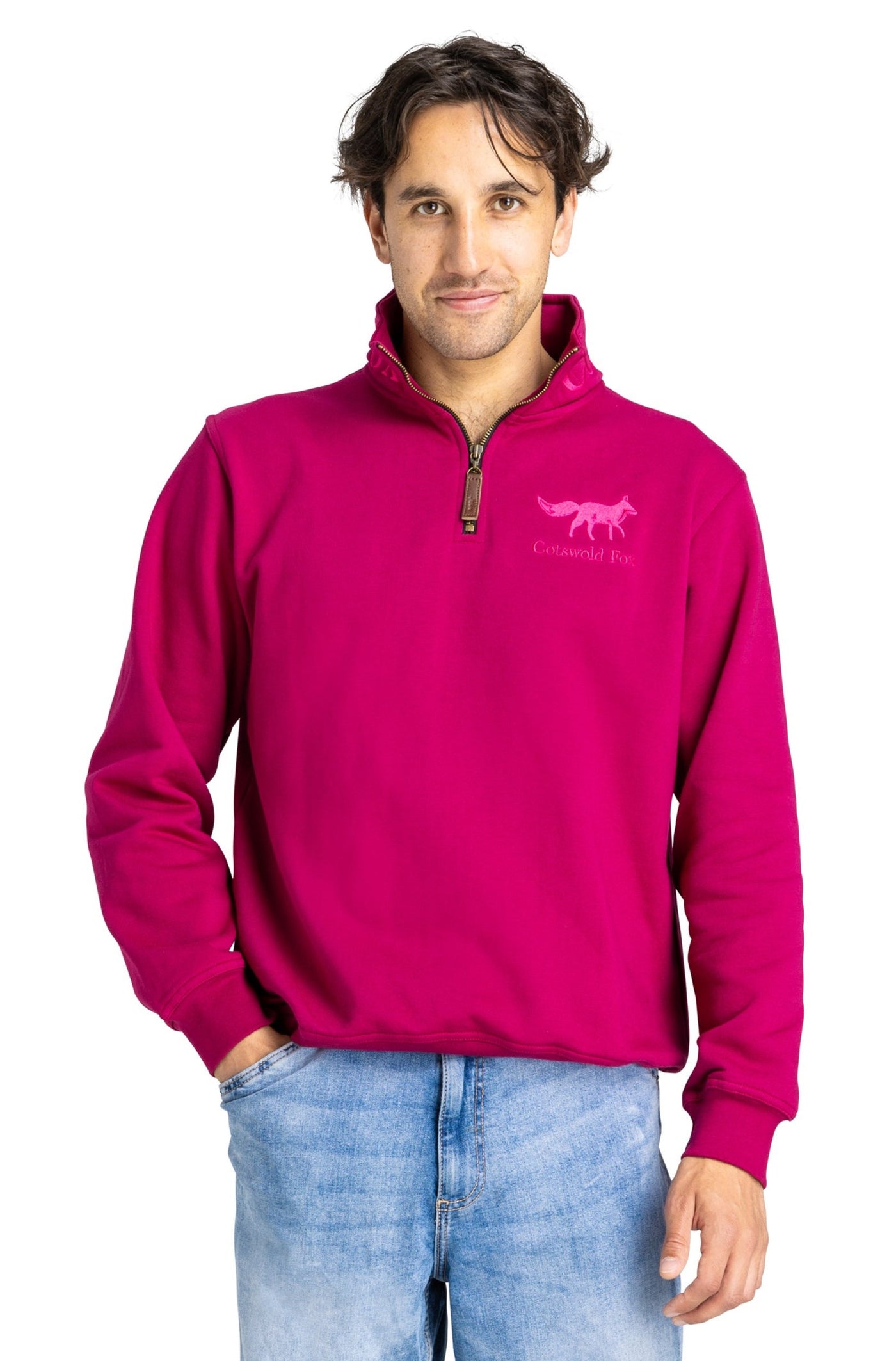 Tetbury Quarter Zip | Raspberry