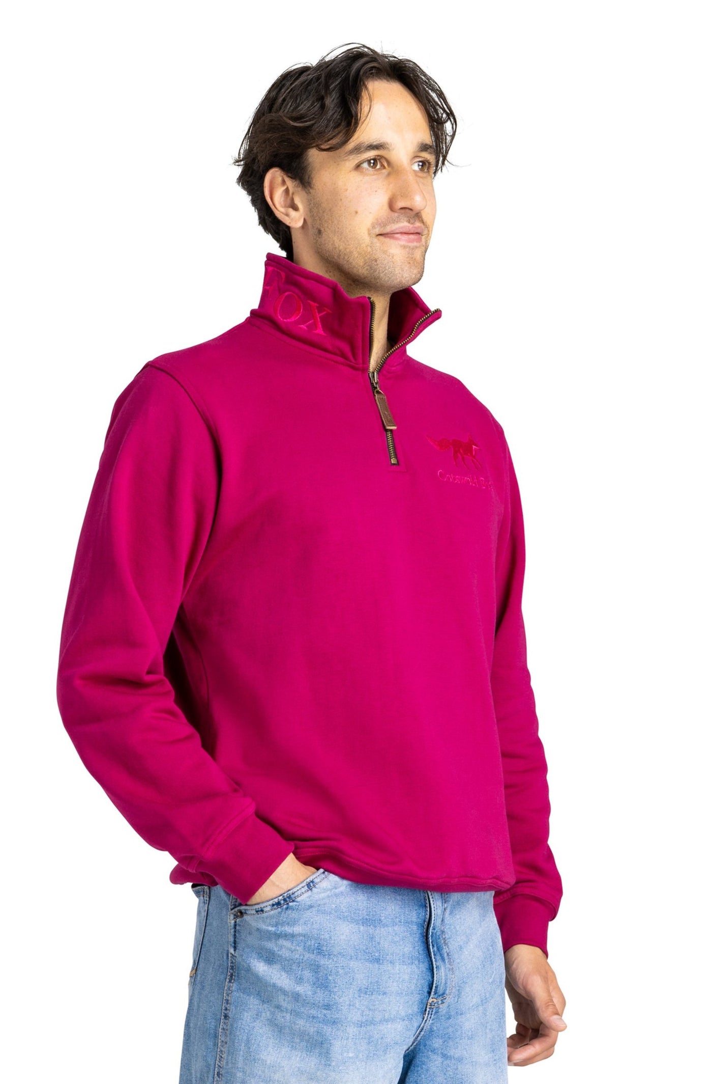 Tetbury Quarter Zip | Raspberry