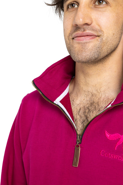 Tetbury Quarter Zip | Raspberry