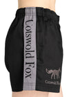 black and grey unisex cotton rugby shorts