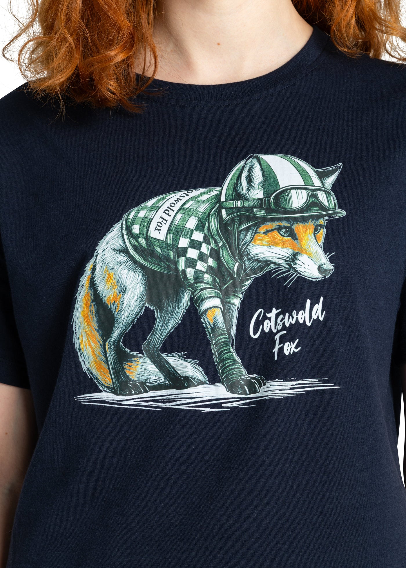 Sample: Navy Fox Tee. Medium