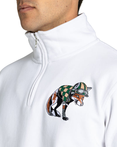 Sample: Fox Quarter Zip - White. Small
