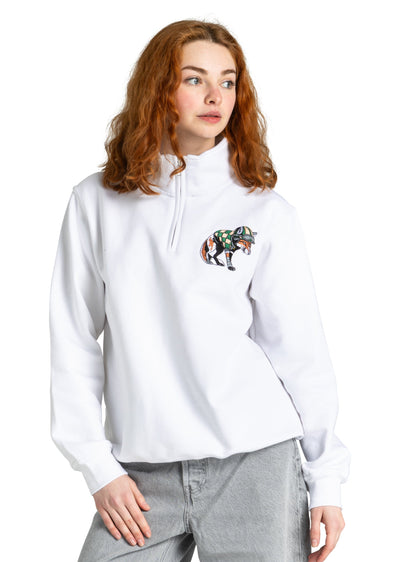 Sample: Fox Quarter Zip - White. Small