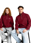 burgundy cotton unisex quarter zip
