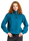 petrol blue cotton quarter zip jumper for women