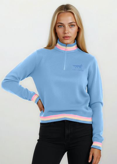 Knitted Unisex Quarter Zip | Cornflower Blue