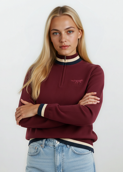 Knitted Unisex Quarter Zip | Burgundy