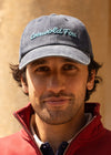 Cotswold Fox unisex washed  navy blue baseball cap with embroidered emblem and adjustable brass buckle at the back. 