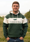 Cotswold Fox, Green, white unisex fleece hoodie for men and women. 