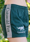 Cotswold Fox, green unisex harlequin rugby shorts, 100% cotton. For men and women. 