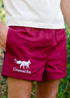 Cotswold Fox, burgundy, navy unisex harlequin rugby shorts, 100% cotton for men and women. 