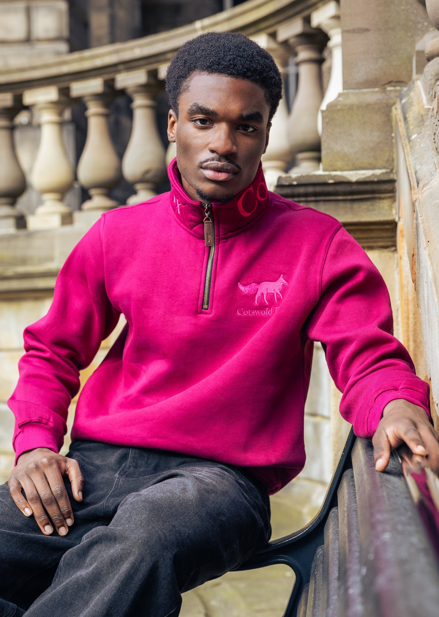 Tetbury Unisex Quarter Zip | Raspberry