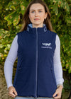 navy blue waterproof puffer gilet bomber style ladies insulated winter jacket