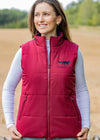 waterproof burgundy ladies puffer insulated gilet jacket coat
