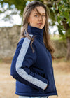 navy blue waterproof puffer bomber style ladies insulated winter jacket
