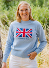 100% COTTON navy knitted union jack british flag ladies jumper by Cotswold Fox