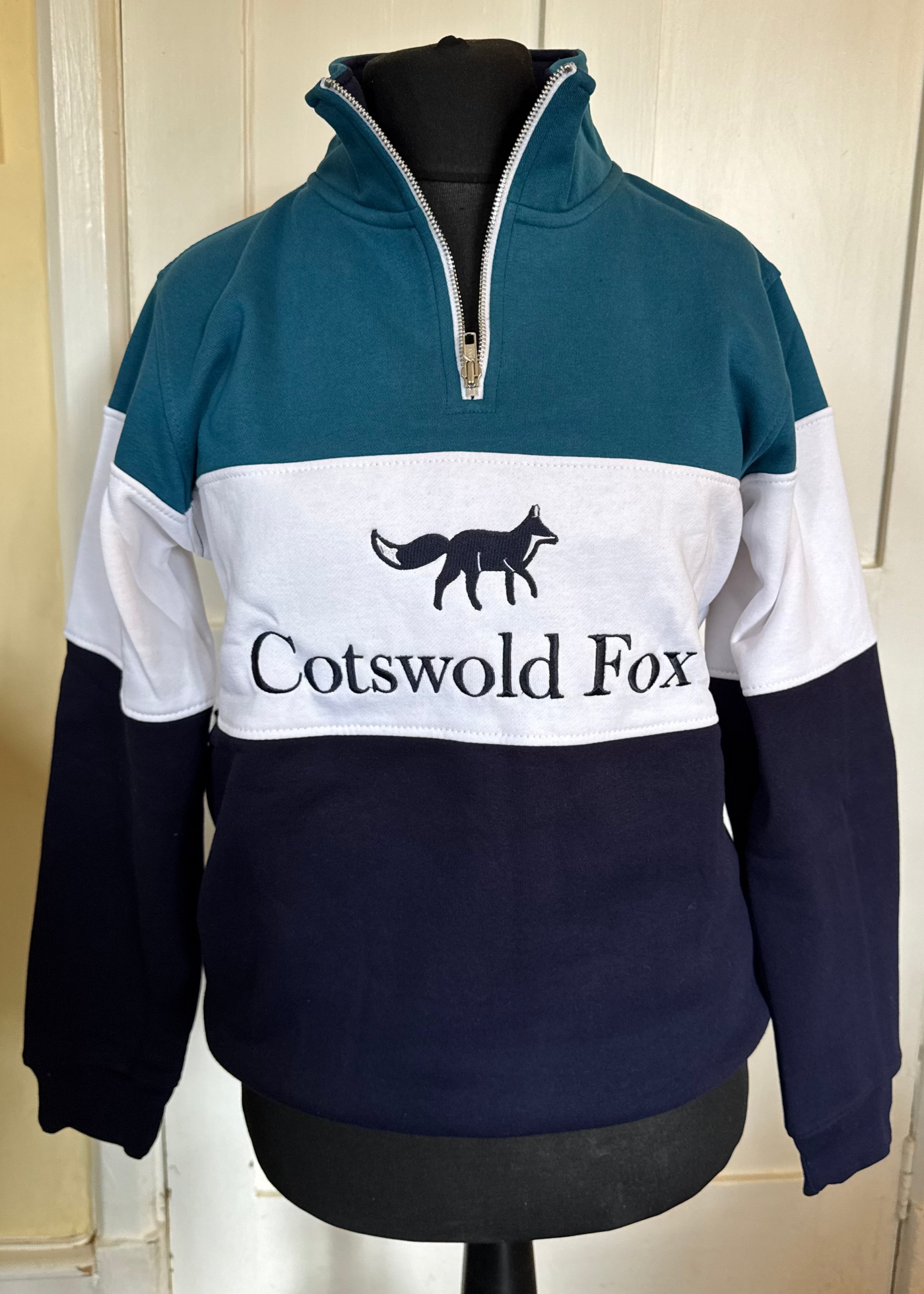 Sample: Cirencester Quarter Zip - Teal. Small