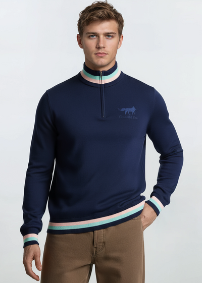 Knitted Unisex Quarter Zip | Navy