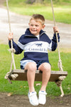 Navy and white colour block children's quarter zip jumper