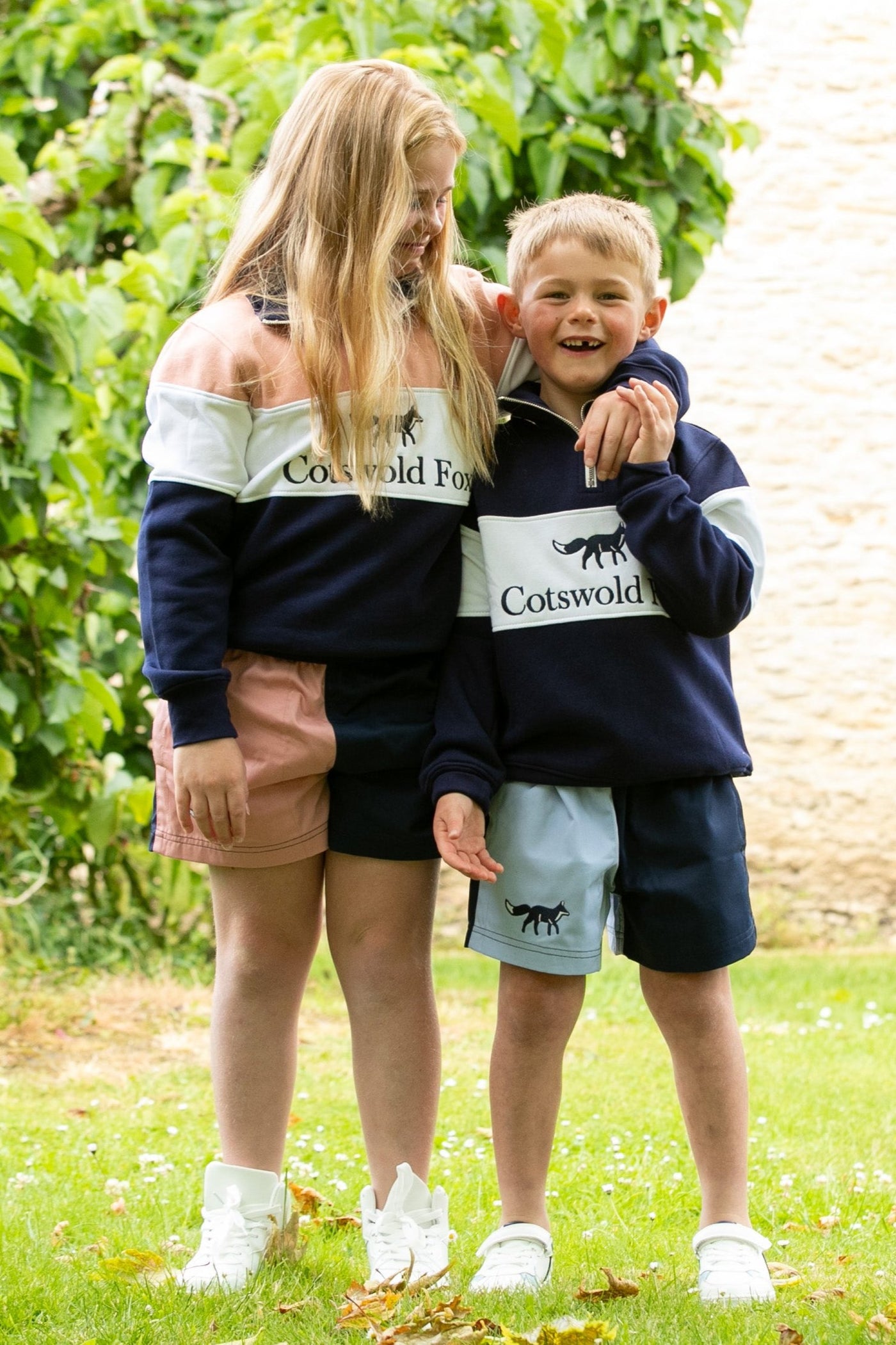 Pink and navy children's Harlequin shorts