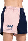 baby pink and navy harlequin rugby shorts, cotton for him and her, unisex