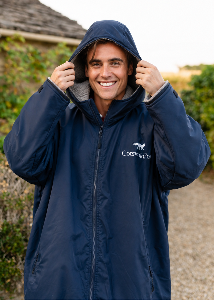 navy long unisex waterproof dryrobe jacket coat