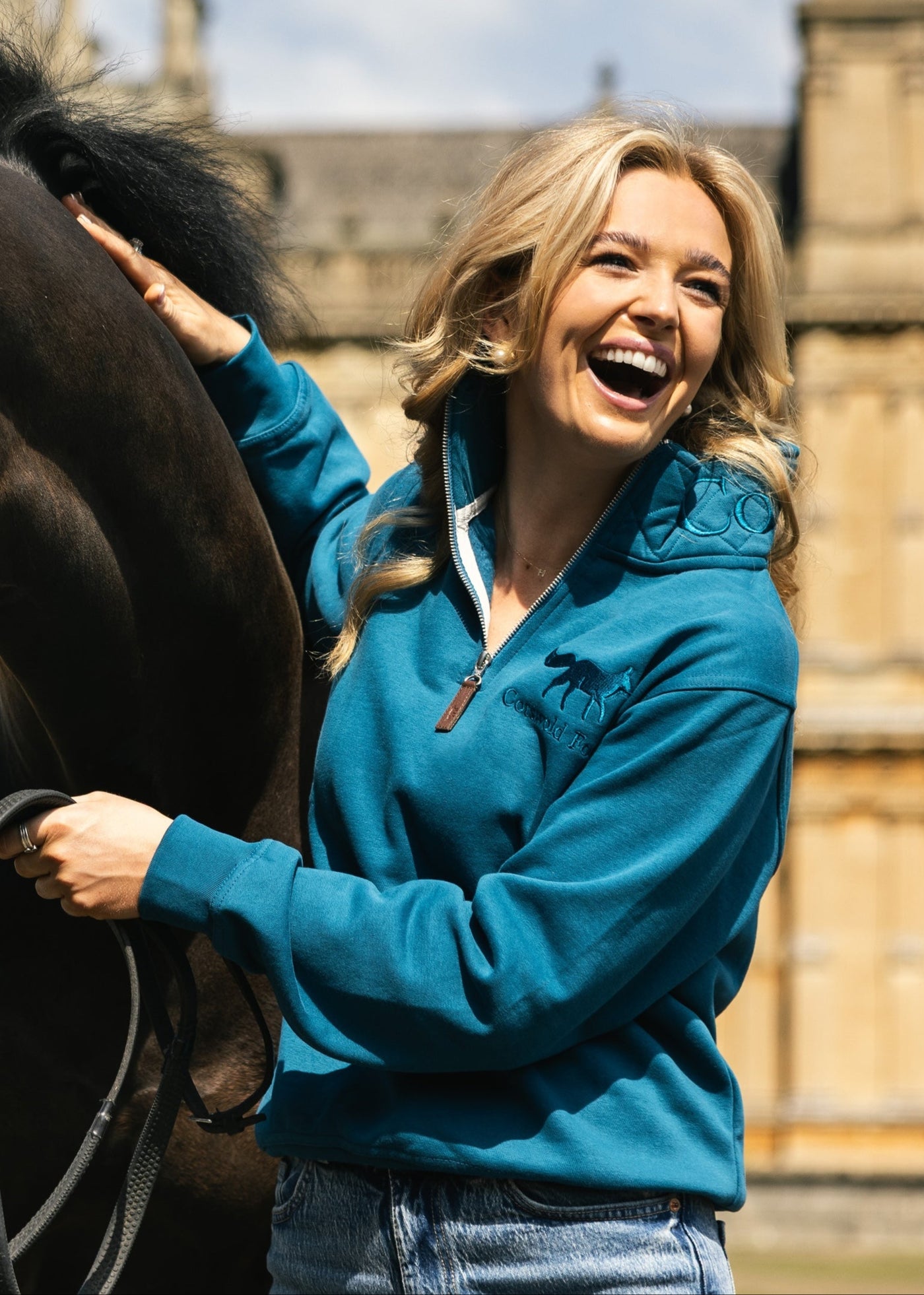 Tetbury Unisex Quarter Zip | Petrol Blue