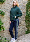 cotton men's and women's navy and green premium jogging ottoms, cuffed ankles. 